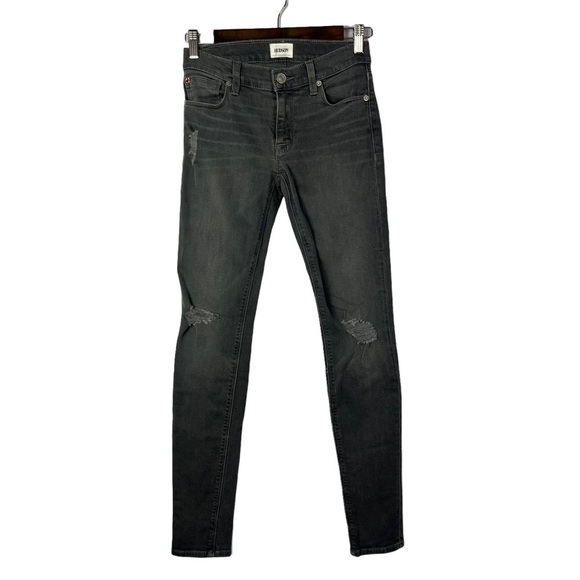 Hudson Krista Super Skinny Low Rise Distressed Grey Skinny Jeans 24 - Picture 1 of 4